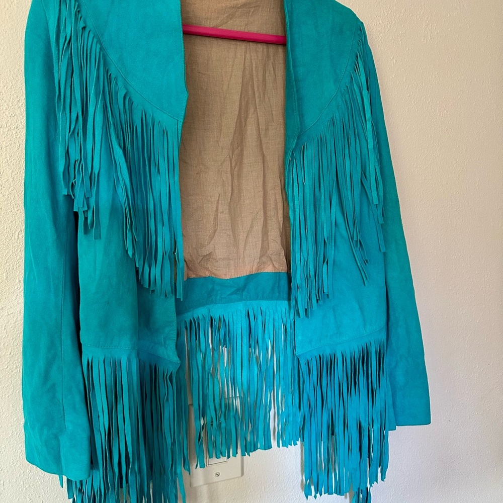 Spell Blue Suede Fringe Jacket